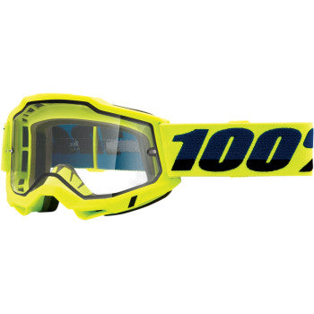 100% Accuri 2 Enduro Goggle - Dual Pane - Fluo Yellow - Clear Lens